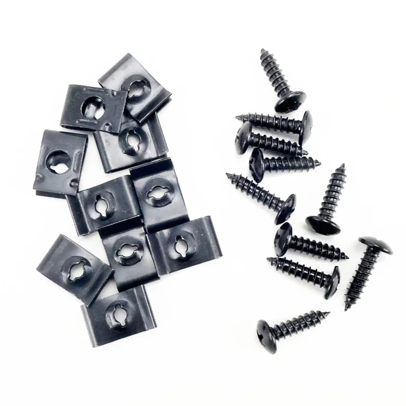 20Pcs Mixed Car Metal Screw Tapping Fastener Clip U-Type Clip with Screw Anti-rust Protection Clip Screw Buckle Iron Sheet