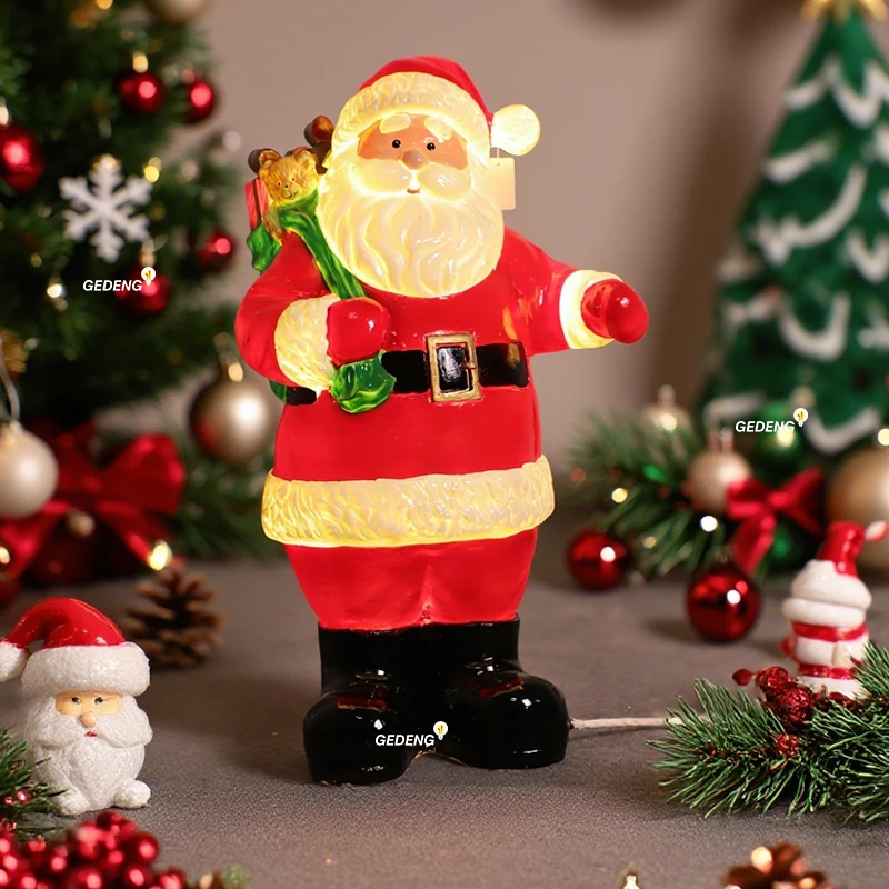 مبيعات المصنع مباشرة LED حديقة ديكور ضوء الراتنج سانتا كلوز تمثال في الهواء الطلق عيد الميلاد ضوء الزخرفية IP65 الصف #5