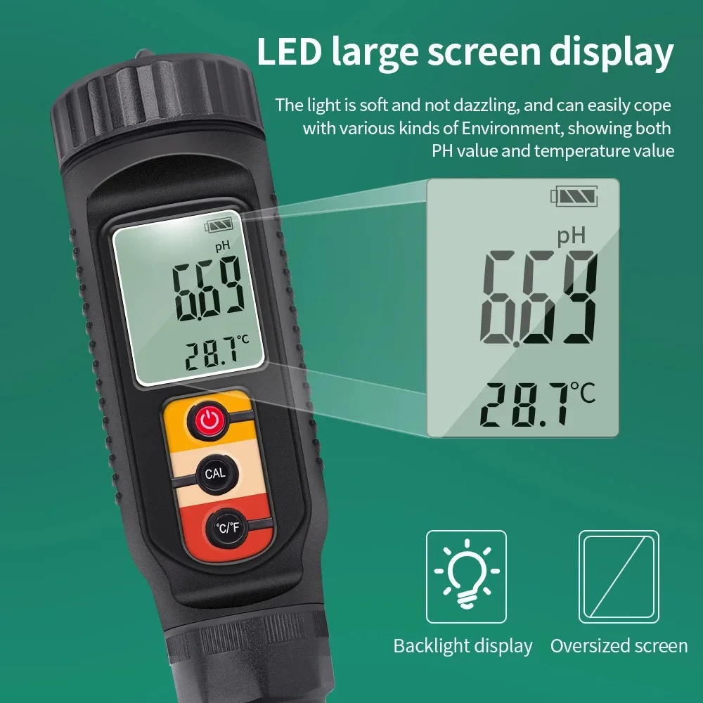 Misuratore di PH digitale per alimenti 0.00 ~ 14.00 PH Temp Tester di acidità rilevatore di PH del suolo per pasta per carne formaggio pane