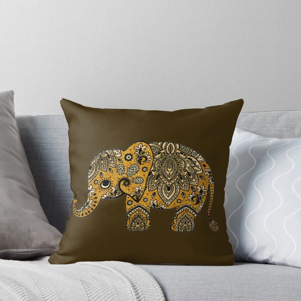 

Gold Elephant Throw Pillow Pillows Aesthetic autumn pillowcase Custom Cushion pillow