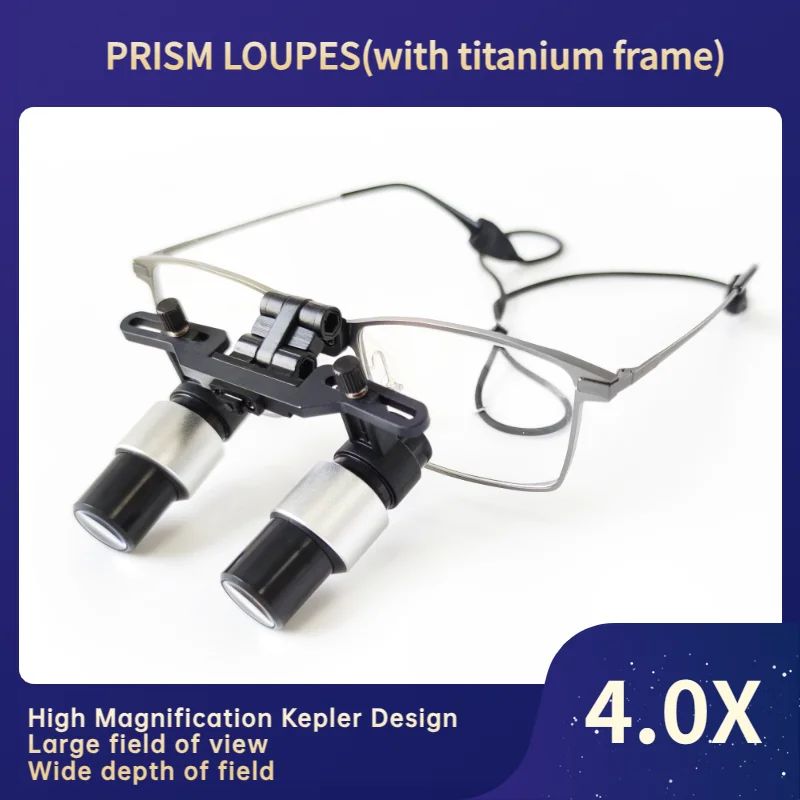 Burite New Design Prism Medical Surgical Dental 4.0X Kepler Binocular Magnifier ENT Dental Loupes With Titanium Frame (FDJ-4X)