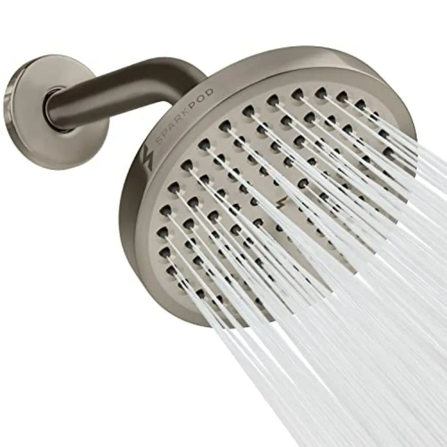 

6 Rain Shower Head with 6 Shower Arm - High Pressure Rainfall Experience - Tool-less 1-Min Installation - Energy Saving Longer