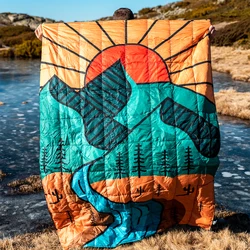 Down Puffy Camping Travel Blanket ,Washable Outdoor Blanket, Lightweight and Incredible Cozy