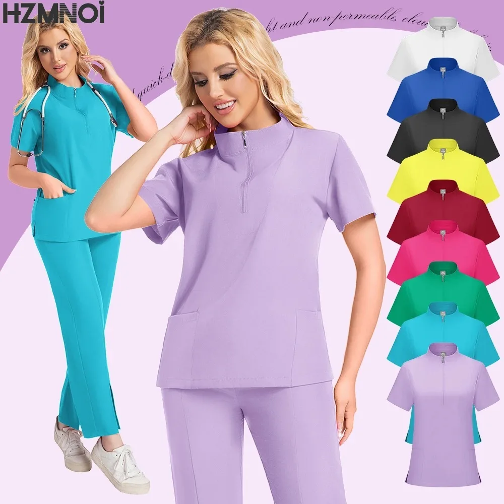 Медицинская медсестра, салон красоты, спецодежда, клинические скрабы, топ + брюки, спа-салон, туника для кормления, хирургическая униформа, женский набор скрабов