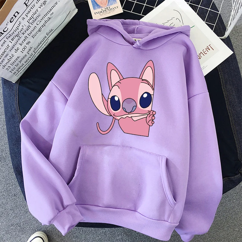 2024 streetwear Unisex Winter Disney Stitch Hoodies Women Harajuku Cute Anime Sweatshirt Manga Streetwear Hoody Female