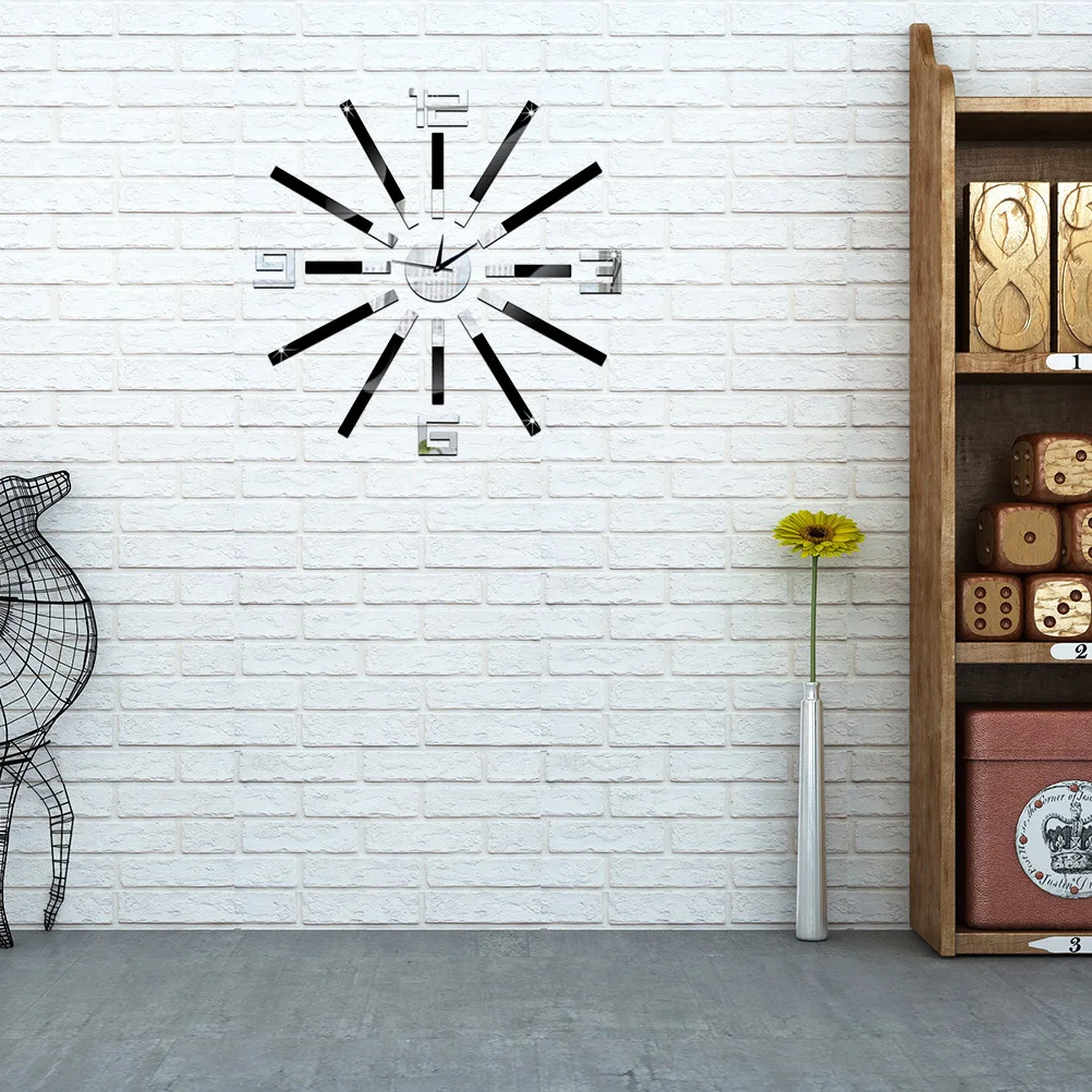 

Creative Mirror Wall Clock Silent Design for Bedroom Living Room Study Room Decorative Hanging Clock Large Number