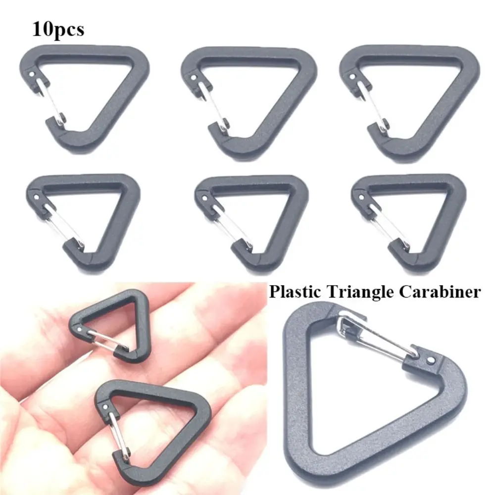 10Pcs Plastic Triangle Carabiner Outdoor Camping Hiking Keychain Snap Clip Hook Kettle Buckle Carabiner Accessories