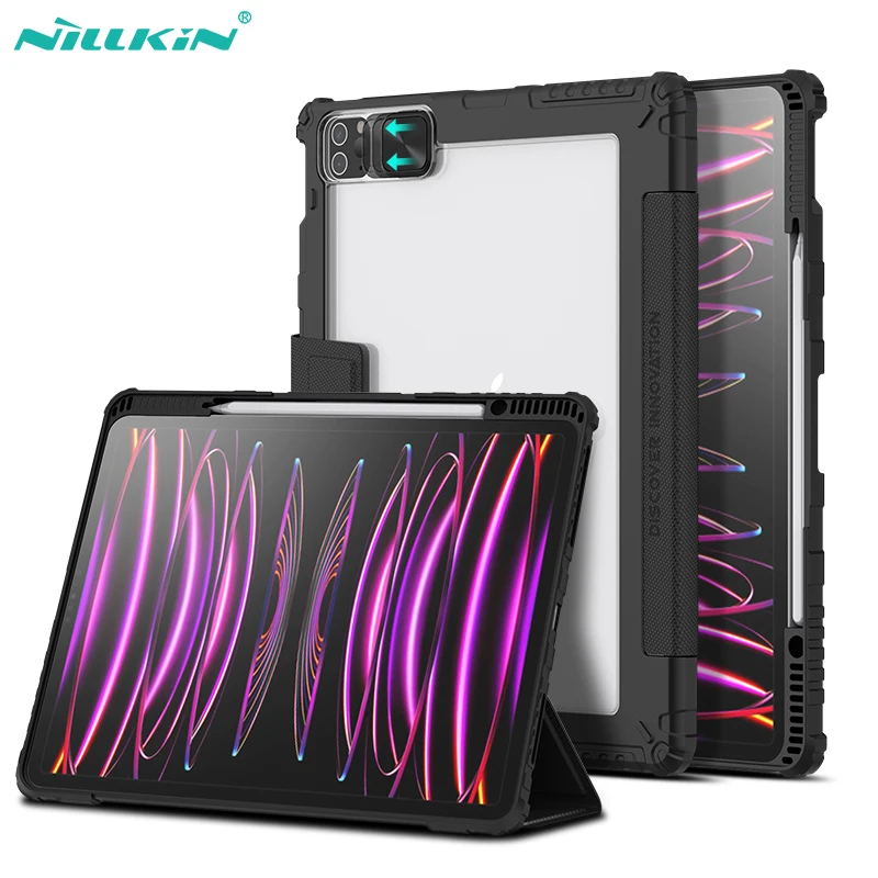 NILLKIN Magnetic Tablet Case for iPad Pro 12 9 Case iPad Pro 11 2022 2021 2020 Smart Flip Case with Kickstand Slide Camera Cover