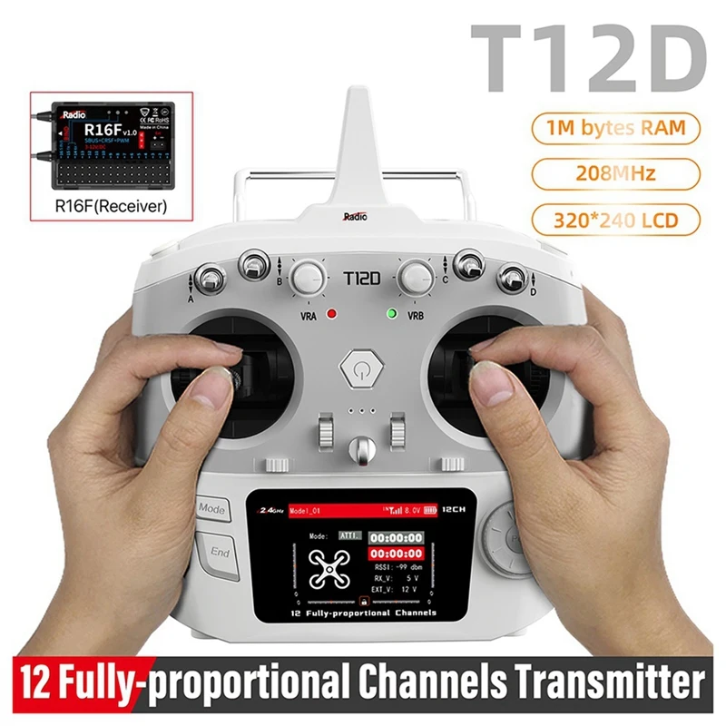 For Radiolink T12D 12CH RC Transmitter +R16F Receiver 2.4Ghz Remote Controller For FPV Drone Fixed Wing Airplane Car L