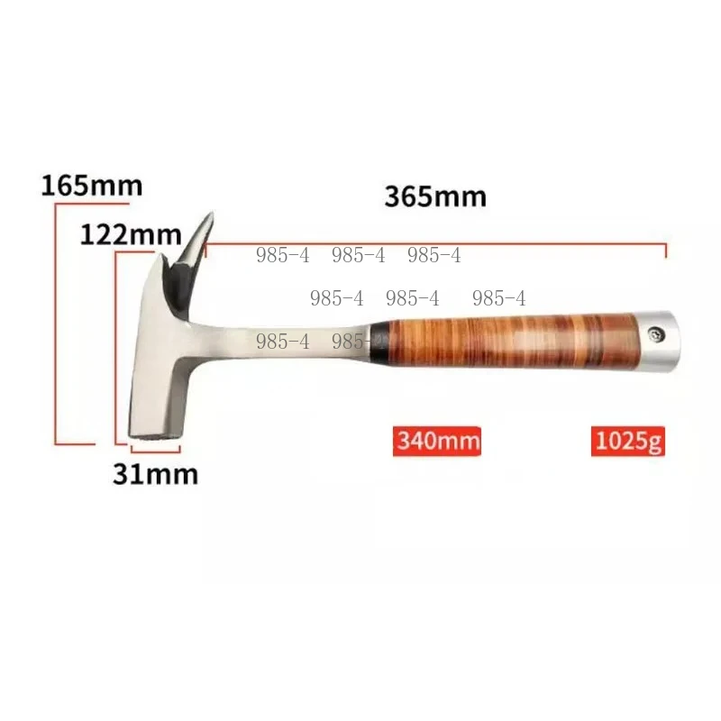 Shockproof Single-angle Hand Hammer, Tool Steel Square Head with Cowhide Handle Magnetic Sweat Absorbing Feature