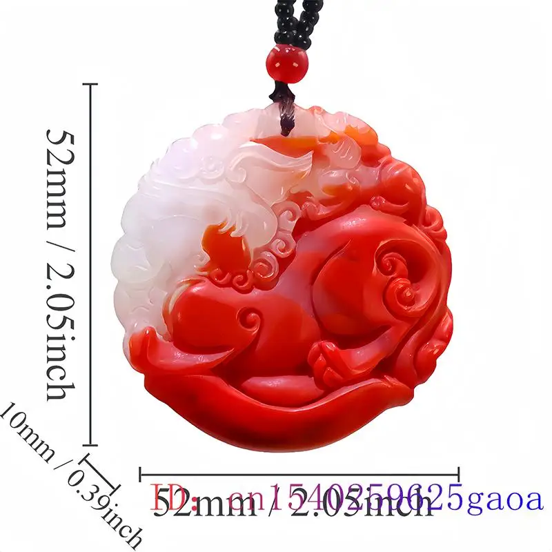 Red White Real Jade Kylin Pendant Necklace Men Stone Natural Carved Jewelry Designer Gift Talismans Charm Gifts for Women