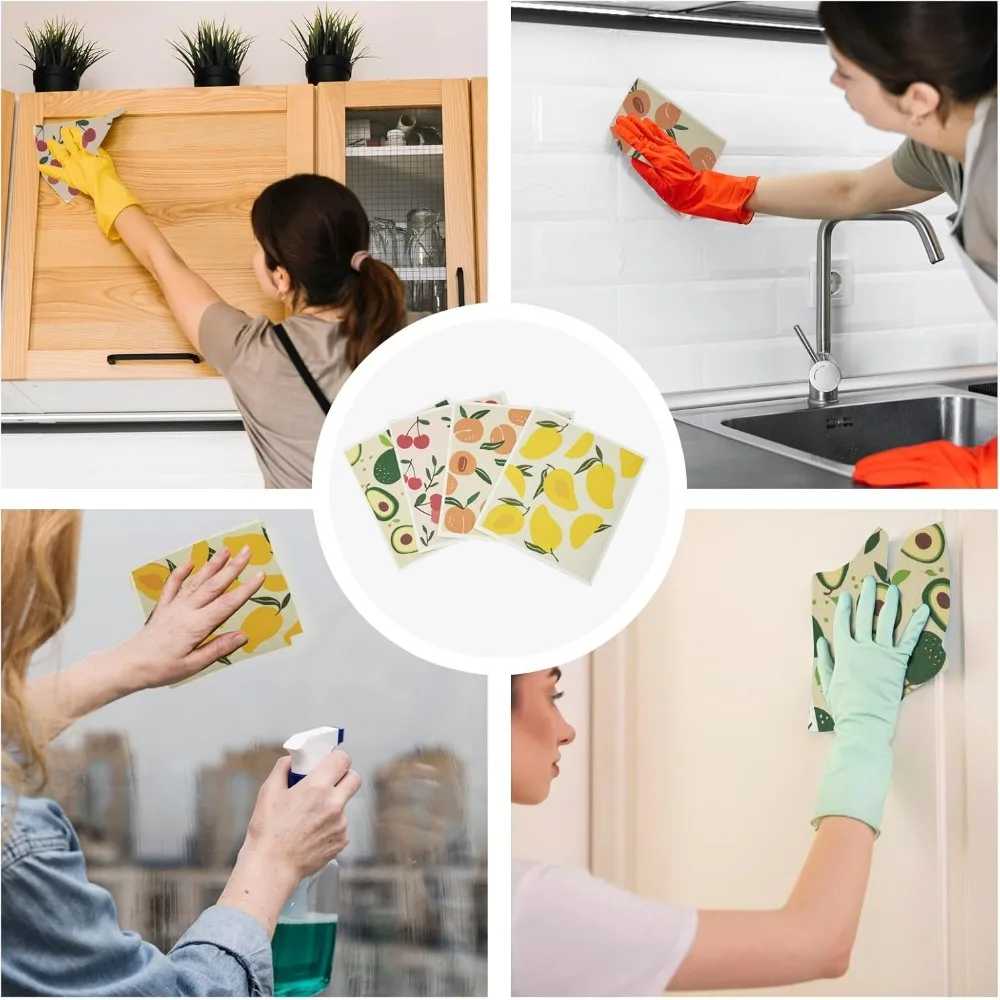 High Quality Reusable Cellulose Sponge Cloth Colorful Durable Swedish Dishcloths Printing Cleaning Rag