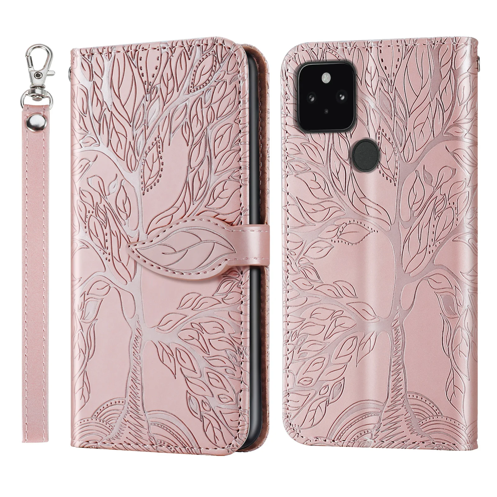 For Google 4A / Google 4A 5G / Google 5 case, Tree of Life leather case with card slot, clamshell leather case