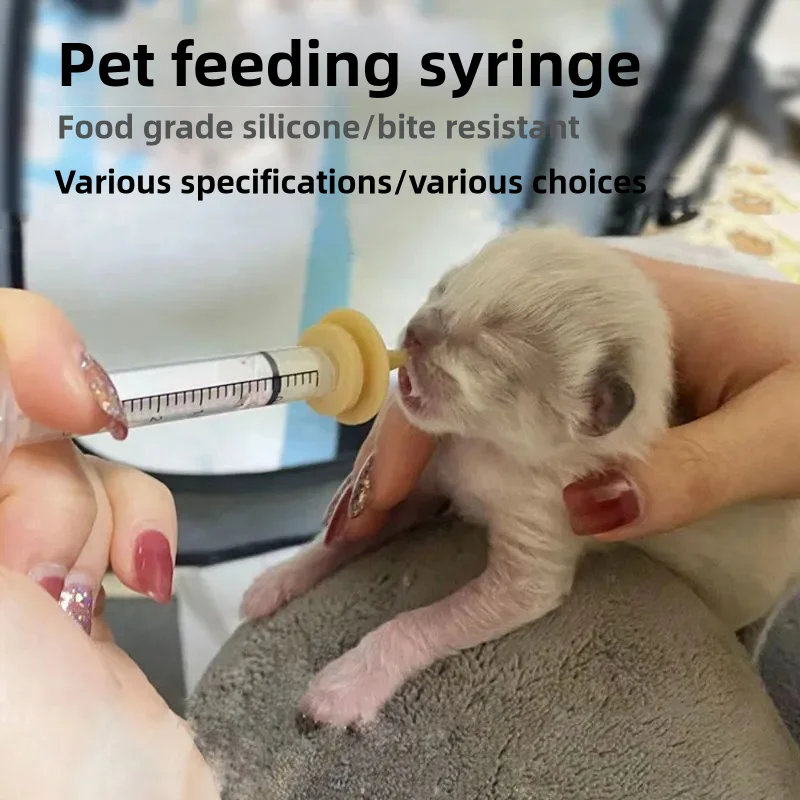 Newborn Pet Feeding Nipple Dog Cat Feeding Pacifier Hamster Rabbits Kittens Puppies Feeding Bottle Syringe with Silicone Nipple