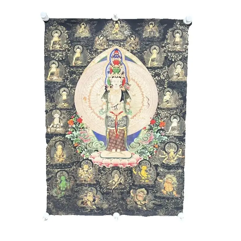 tibetan-buddhism-thousand-handed-and-thousand-eyed-guanyin-silk-tangka-fine-art-handmade-old-buddhist-wall-hanging-decorations
