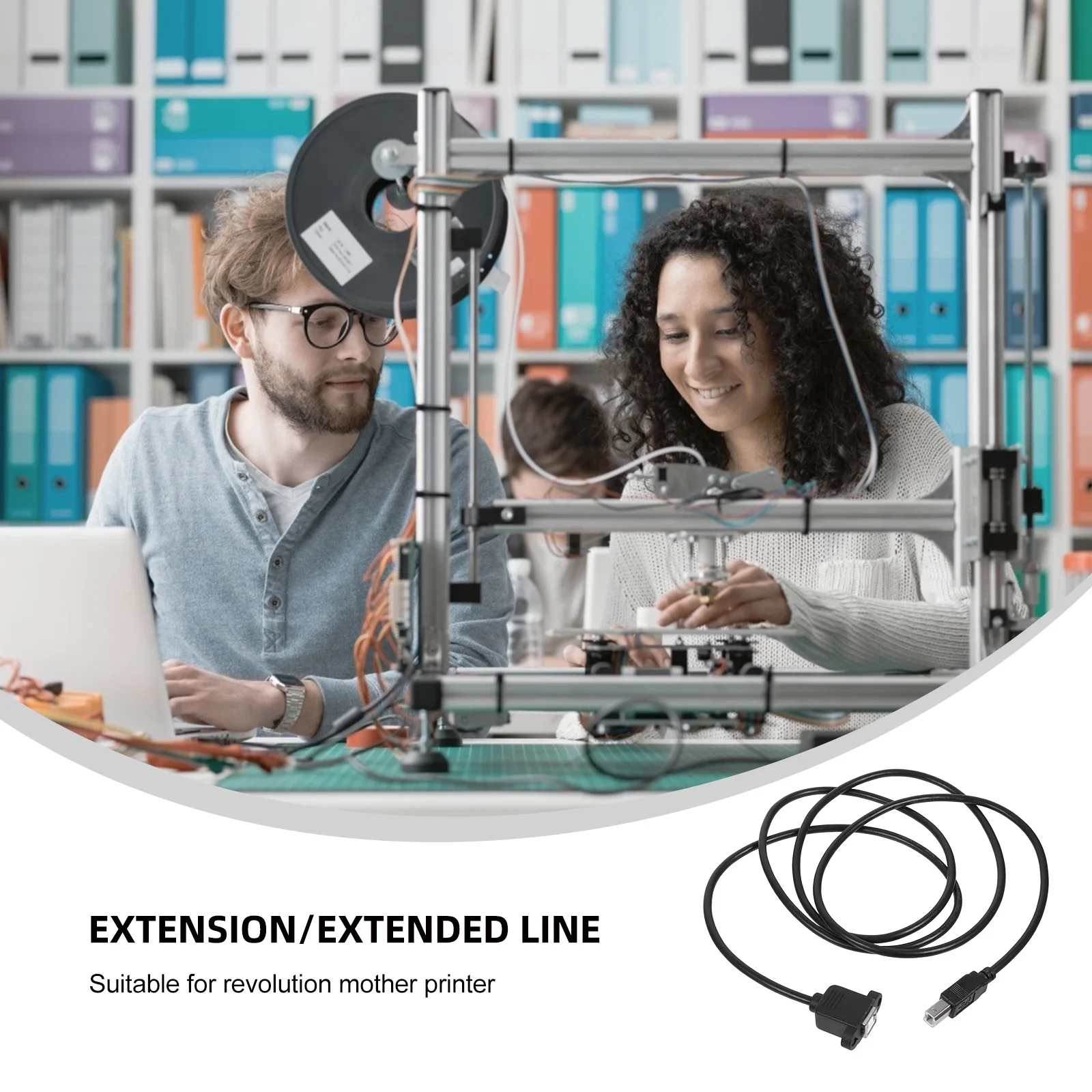 2 قطعة 1.5 متر كابل تمديد الطابعة مع ثقب المسمار أسود اللون الأسلاك النحاسية للطابعات الأم الدوارة مكتب الالكترونيات #6