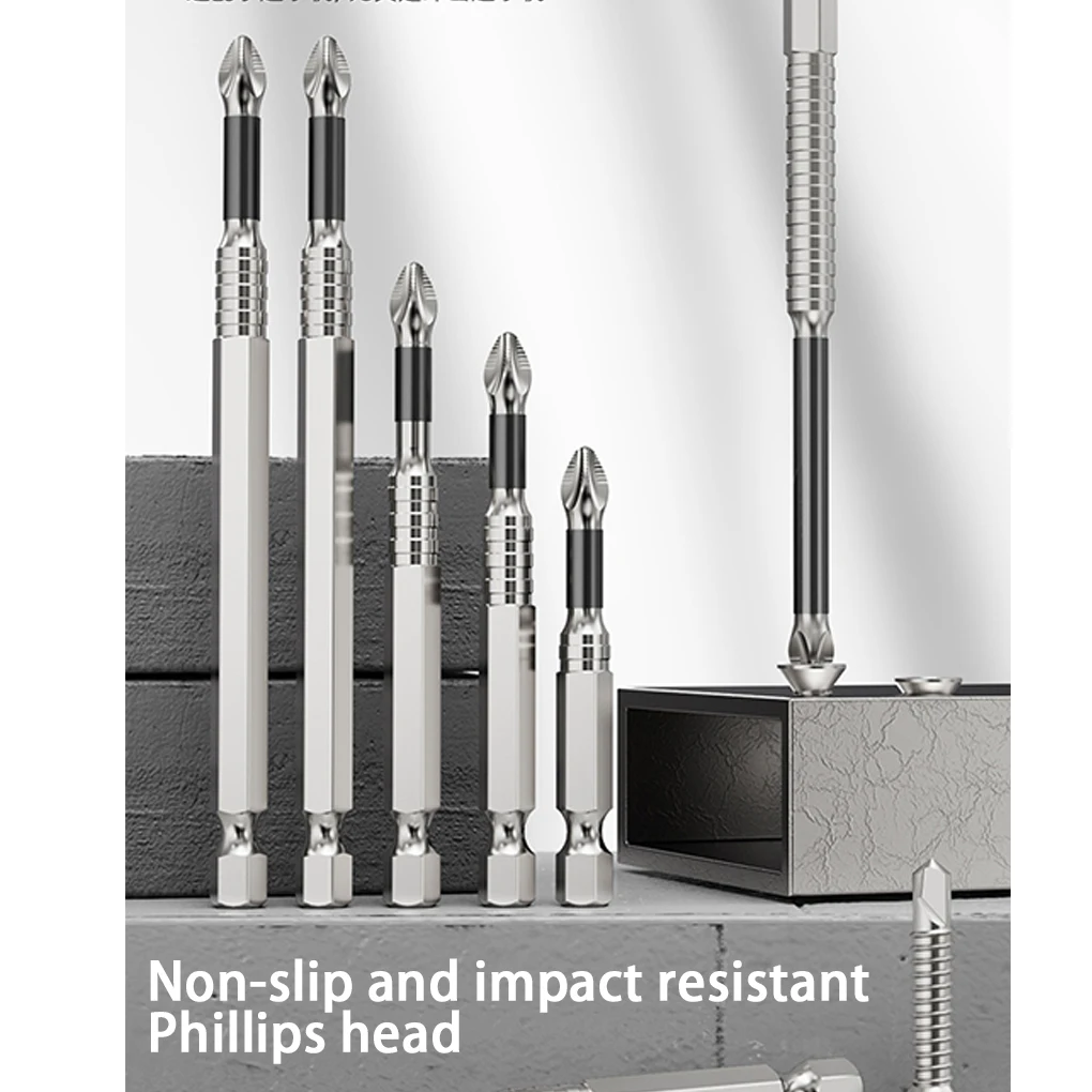 

Upgraded Non-slip PH2 Impact Driver Bit Set With Magnetic Phillips Screwdriver Tool Impact Resistance WaterProof Bits 6PCS