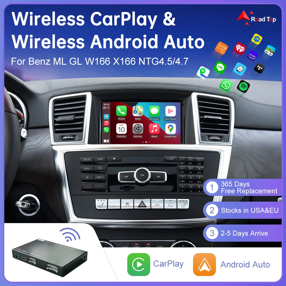 Wireless CarPlay for Mercedes Benz ML GL W166 X166 NTG4.5/4,7 2012-2015 Android Auto Mirror Link AirPlay Car Play Bluetooth USB