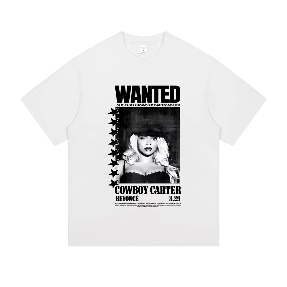 

Wanted She Is Releasing Gountry Music Beyonce Cowboy Carter T-shirt Men's Fashion Casual Oversized T Shirts Male Vintage Tshirt