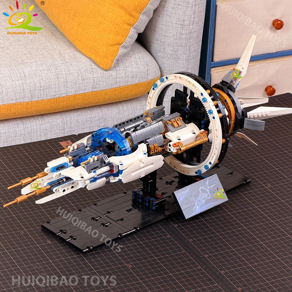HUIQIBAO 1260 pièces Blocs de construction de vaisseaux spatiaux explorateurs interstellaires, modèle de navire de guerre DIY, jouets cadeaux d'anniversaire pour adultes