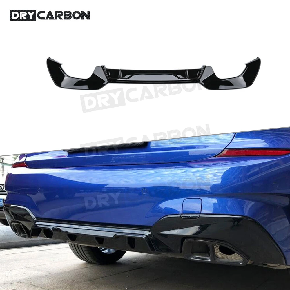 

For BMW 3 Series G20 G28 M Sport 2019 2020 Rear Diffuser PP Black Carbon Look Back Bumper Lip Spoiler Bodykits Accessories