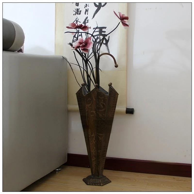 American Nostalgic Iron Umbrella Bucket Iron Flower Bucket Decoration Foyer Decoration Rain Gear Storage Bucket Rack