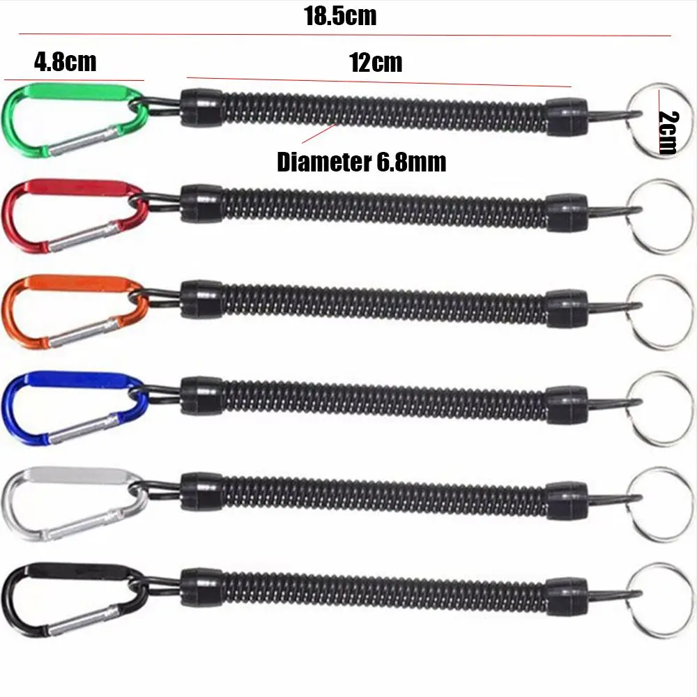 Gear Tool Plastic Retractable Tether Portable Fishing Lanyards Spring Elastic Rope Anti-lost Phone Keychain Camping Carabiner