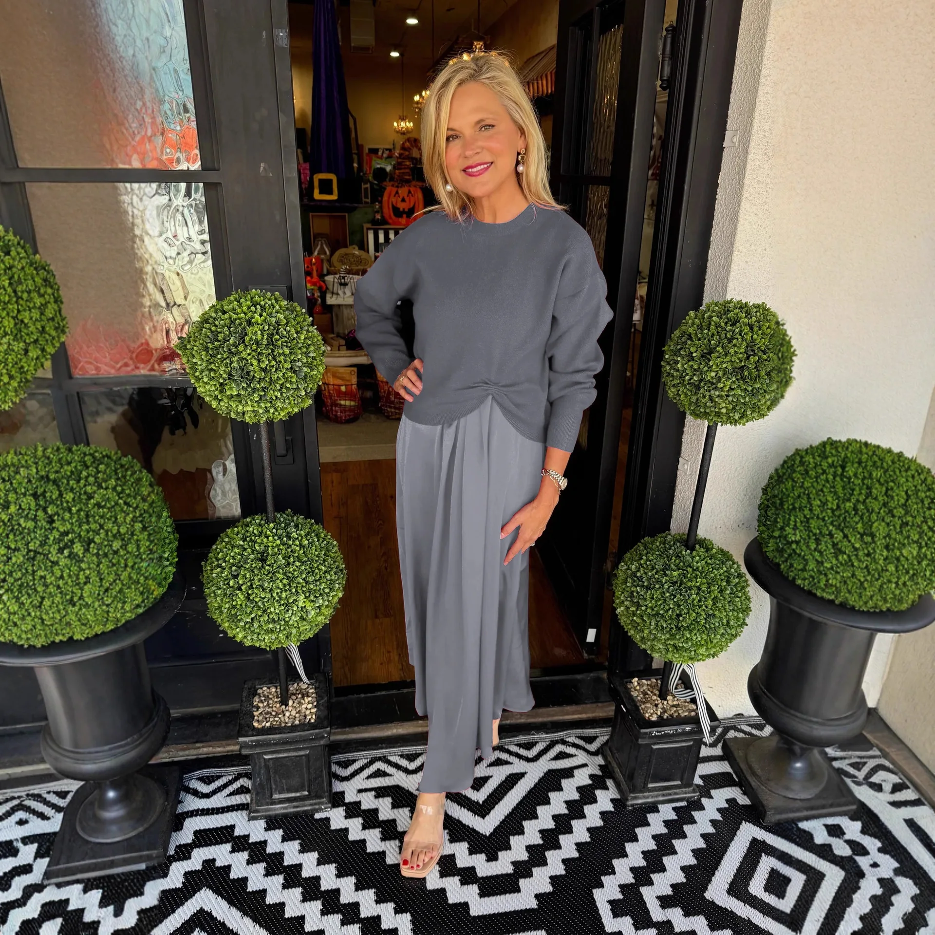 

Женская одежда, новые комплекты в тон, весна-осень 2026, новый свитер, комплект пальто с длинными рукавами, INS, свободное повседневное платье, комплект из двух предметов