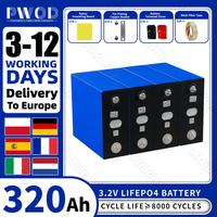 PWOD EU Stock 320AH Lifepo4 Battery 3.2V Grade A 12V 24V 48V Lithium iron phosphate Cell Rechargeable prismatic For RV Camping