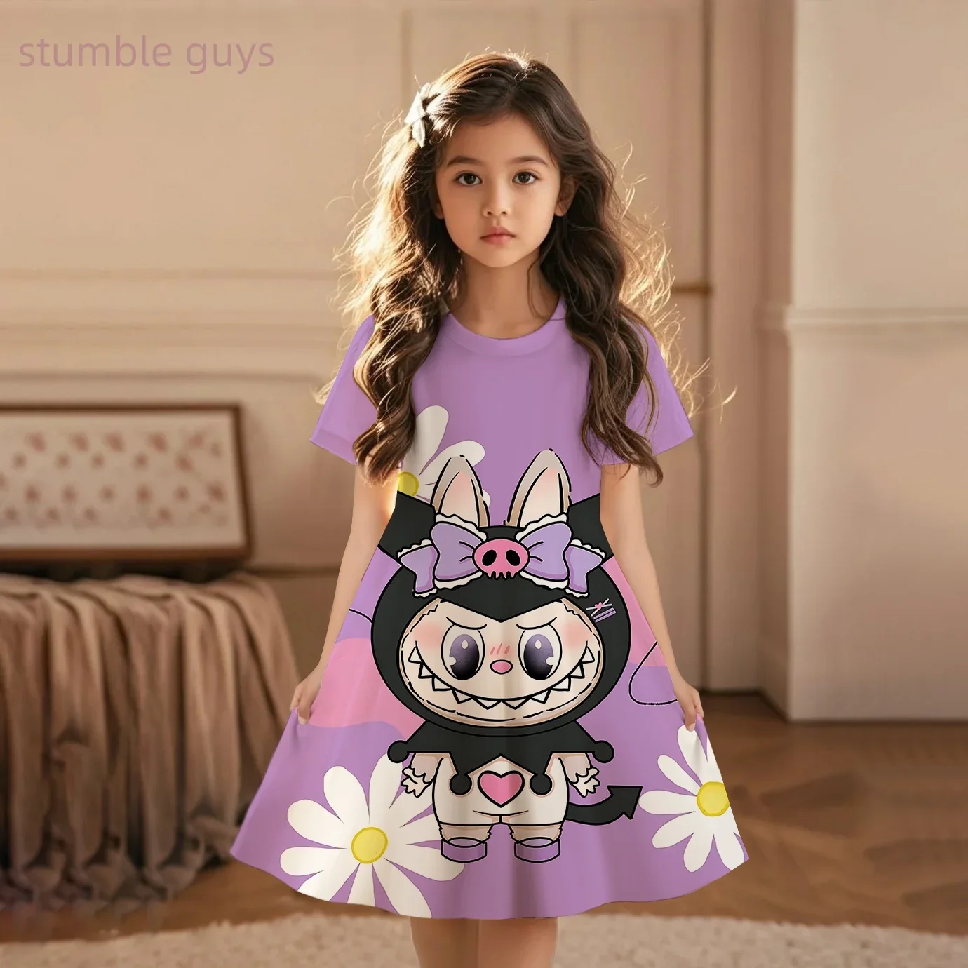 

2025 New Labubu Dresses Casual Children's Clothes Party Girls Summer Dress Child Costume Years Girl Clothes Birthday Gift