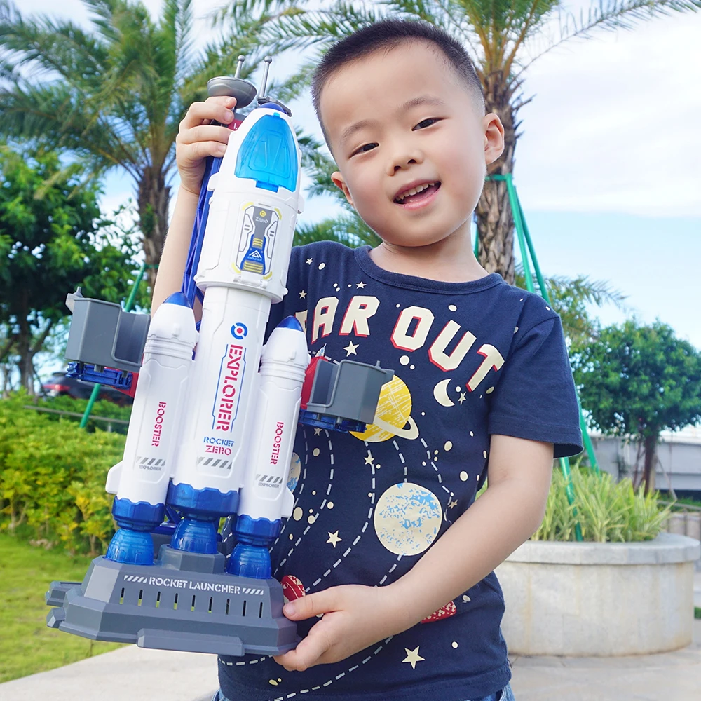 Science Space Capsule Aerospace Family Playset Launchpad Satellite With Lights And Blast Off Sound Effects Boy Rocket Toys Gift