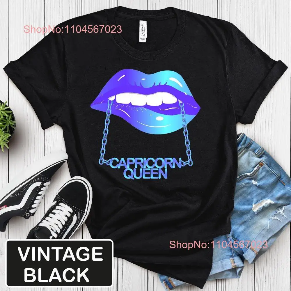 Capricorn T Shirt For Women birthday present Queen Blue Lips December January Horoscope Astrology  long or short sleeves