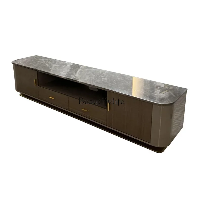 

55Italian light luxury marble TV cabinet villa suite living room audio-visual cabinet