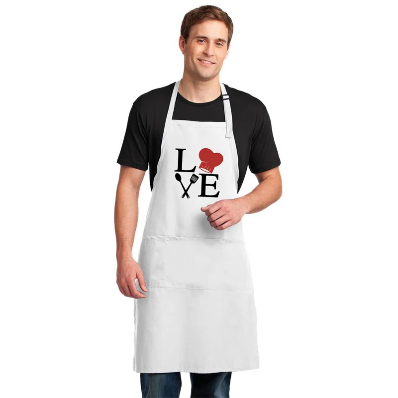 Funny Poly Cotton White Apron Customized Logo for Home Cooking Kitchen Restaurant Barbecue Adjustable Neck Hanger Cleaning Apron