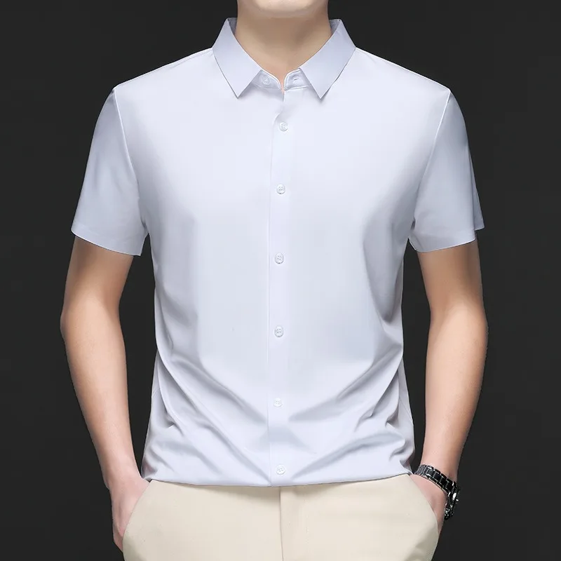 Herren-Hemden aus Maulbeerseide, Business, knitterfrei, bügelfrei, trendige High-End-Mann-Tops und T-Shirts, cooles Hemd, Sommerkleidung