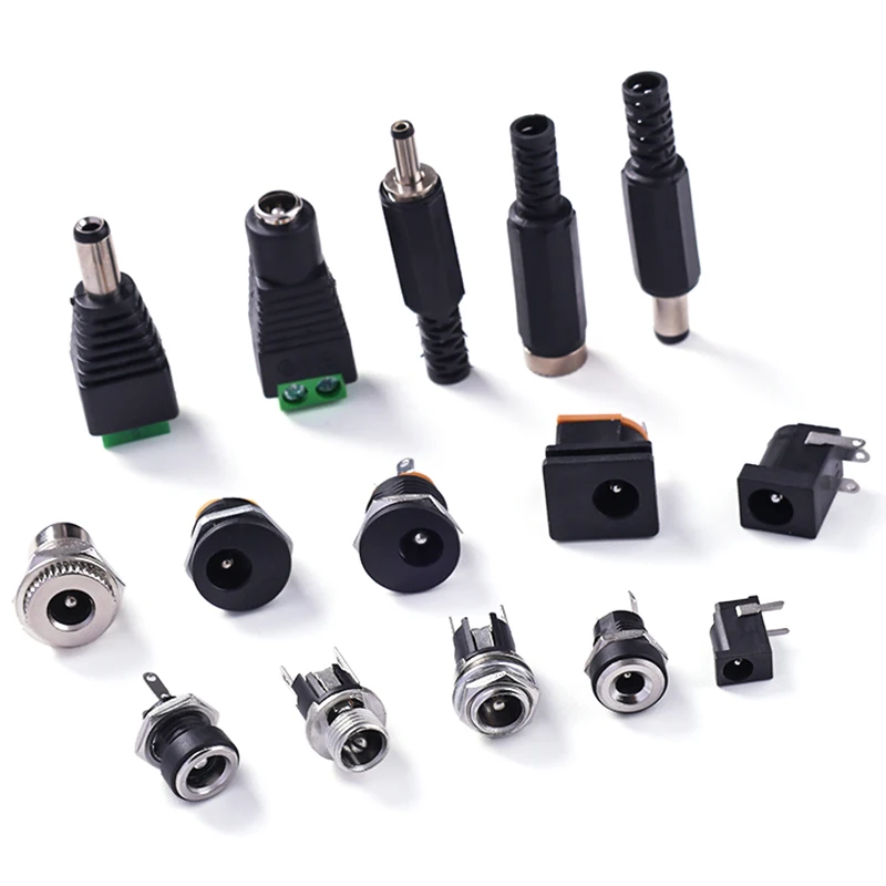 5pcs DC Power Adapter Connector Set Socket Plug Adapter Male Female Ends for Electronics DIY Projects