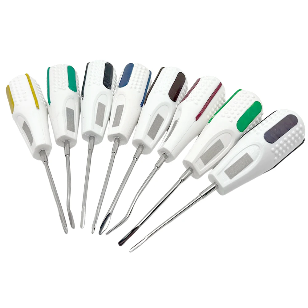 8PCS  Dental Luxating and Root Elevator Set Curved for Minimally Invasive Tooth Extraction and Surgical Dentistry Instruments