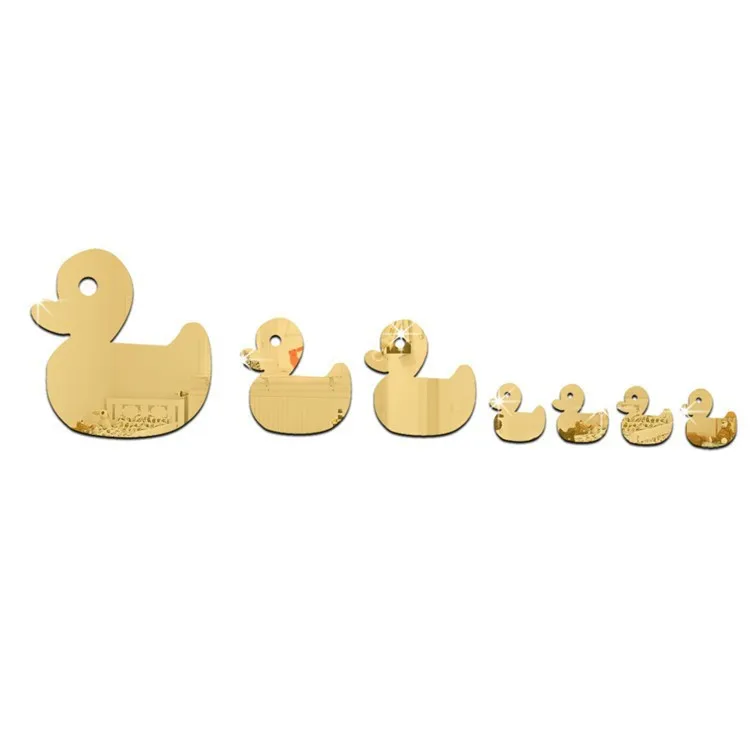 

7Pcs Stylish Duck Shaped Mirror Wall Stickers Decorative Removable Stick on Wall Decor for Living Room Bathroom Bedroom