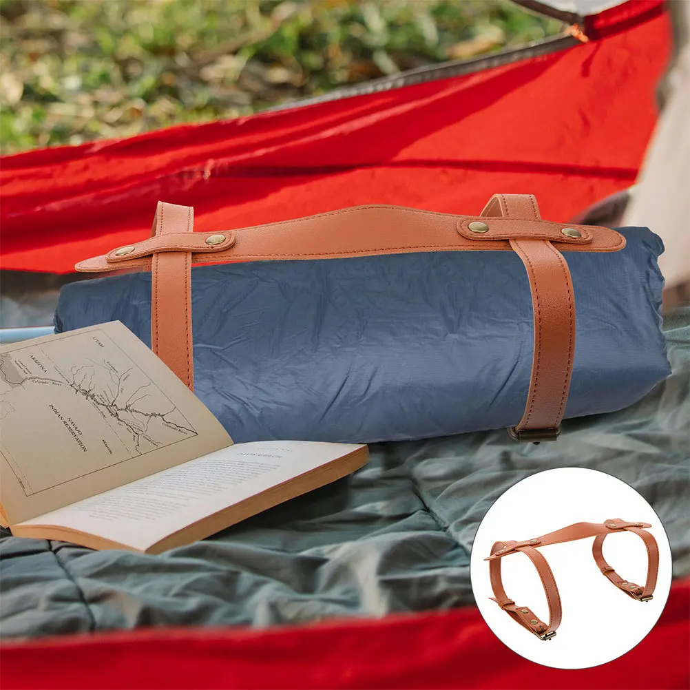 

2Pcs Outdoor Rug Carry Strap Heavy Duty Blanket Carry Holder Camping Hiking Picnic Mat Travel Beach Mat Belt Beach Accessories