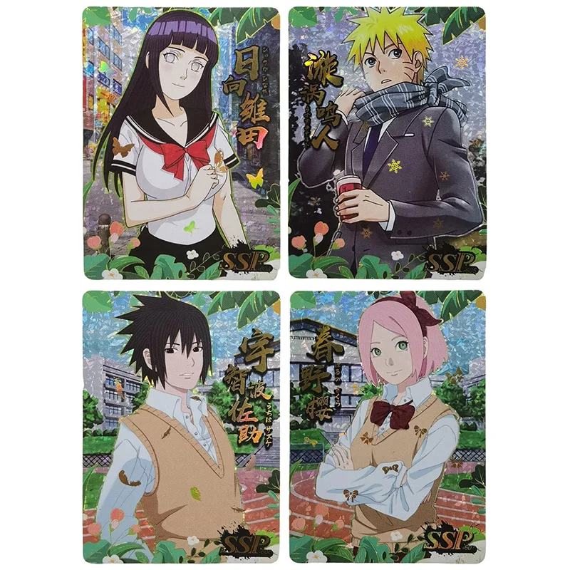 Cartas Anime Colecionáveis de Naruto, PES Raro, Folha de Refração, Hatake Kakashi, Uchiha, Sasuke, Jiraiya, Brinquedos Meninos, Presente de Aniversário, SP