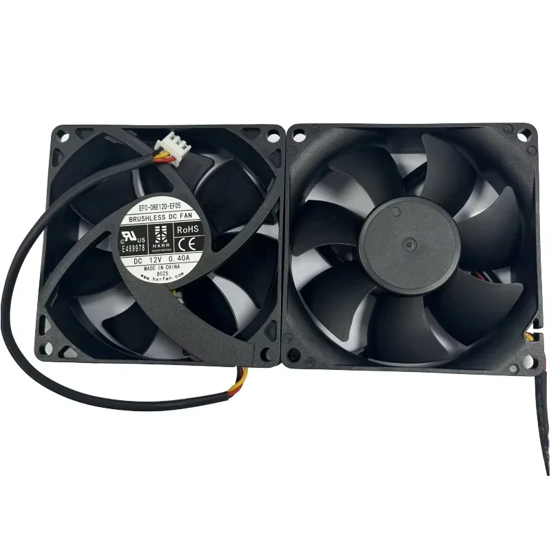 ยี่ห้อใหม่ DC12V 0.4A 80 มม.x 80 มม.x 25 มม.ใหม่ EFC-08E12D-EF05 3 สาย 3-pin พัดลมระบายความร้อน