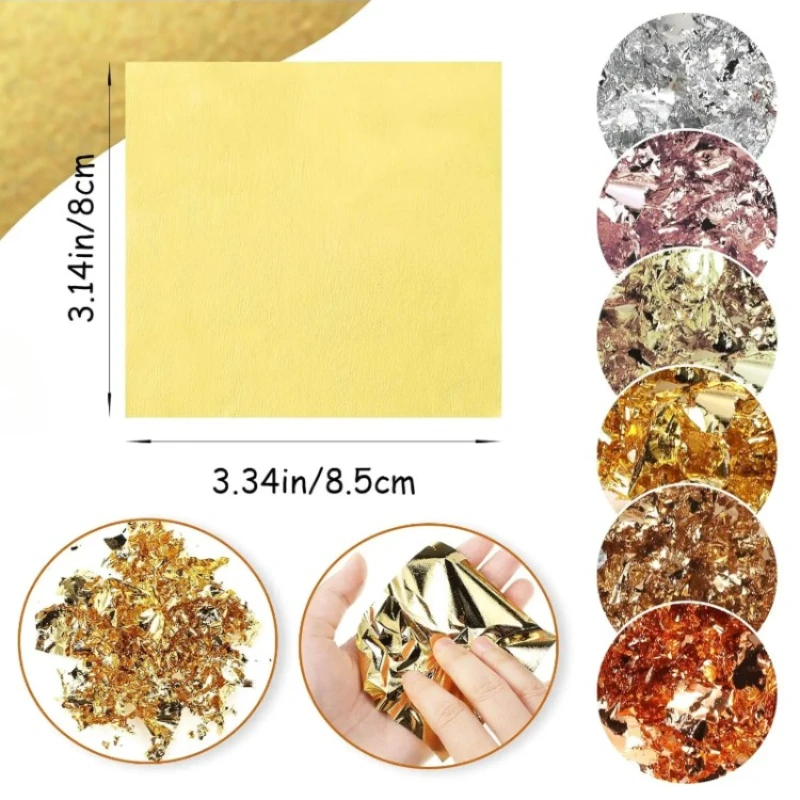 10pcs Imitation Gold Sliver Foil Paper DIY Resin Candle Plaster Craft Leaf Flake Gilding Sheets Art Nail Home Decoration Party