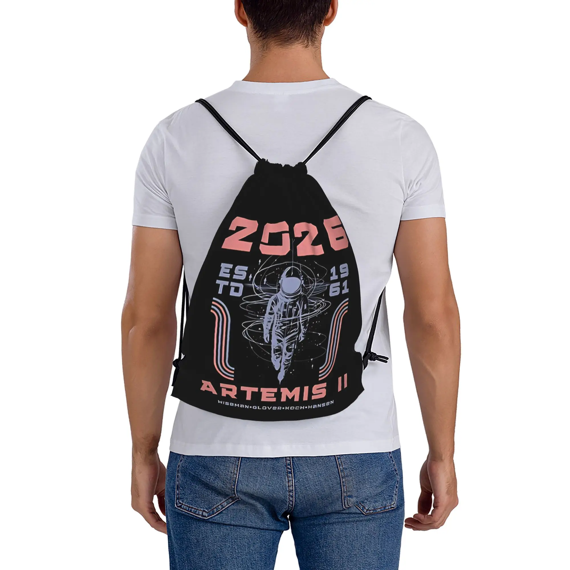 2026 Artemis II 1  Portable Shopping Drawstring Backpack Riding Backpack Gym Clothes Drawstring Bags