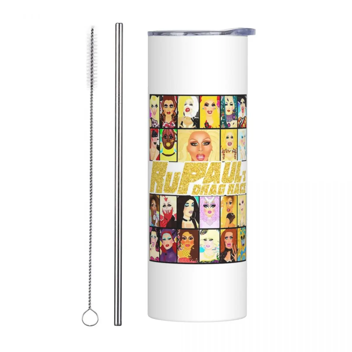 

Drag Queen Royalty RuPaul's Drag Race Rupaul RPDR Stainless Steel Tumbler Vacuum Insulated Mug Thermal Cold Bottle Straws