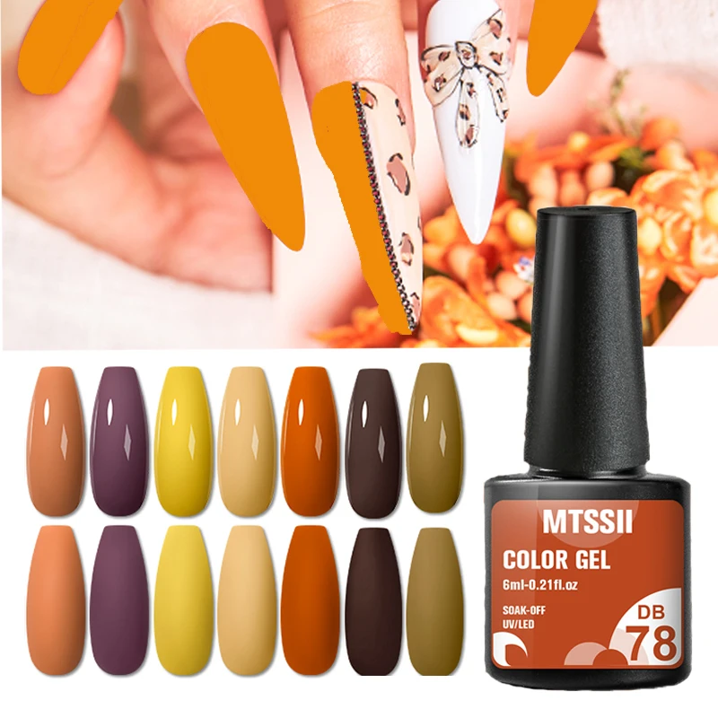 Mtssii 6ml Autumn Orange Theme Gel Nail Polish Semi Permanent UV LED Gel Varnish Soak Off Nail Art Manicure For Nails