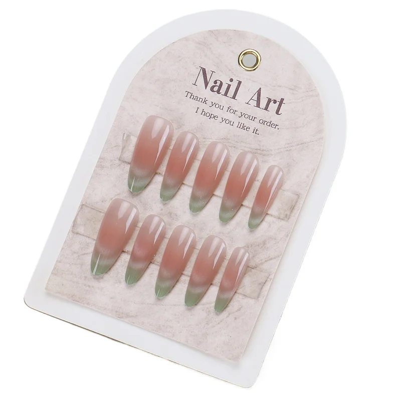 

Wearing nail piece advanced gradual change handmade nail patch Spice girl pure desire fake nail finished product