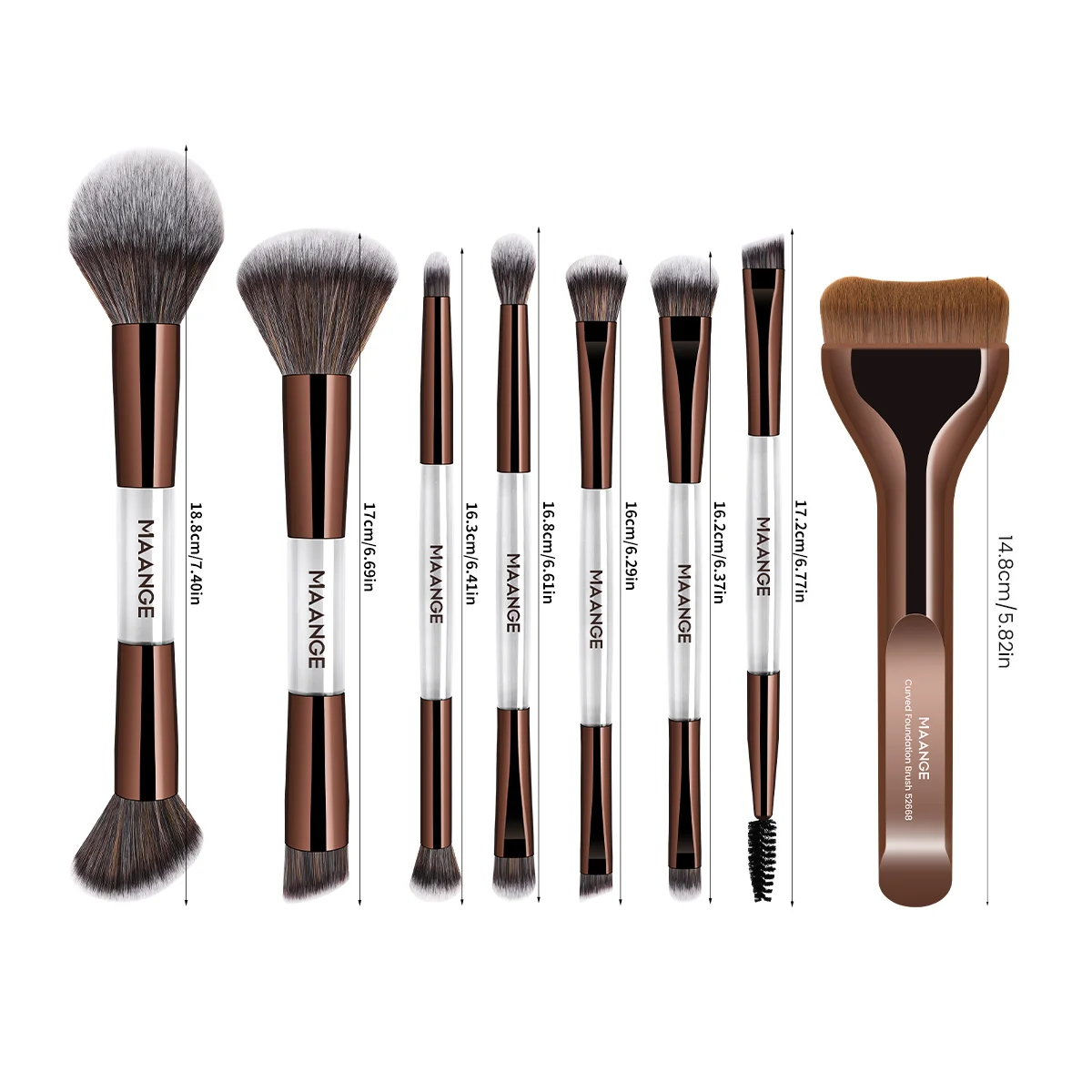 MAANGE Travel Makeup Brush Set 8pcs Essential Foundation Powder Concealers Eye Shadows Makeup Brushes with Travel Makeup Case