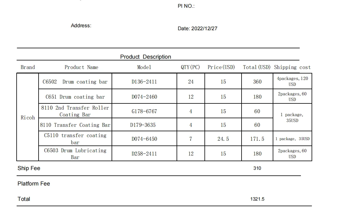 1/3 for PI coating bars