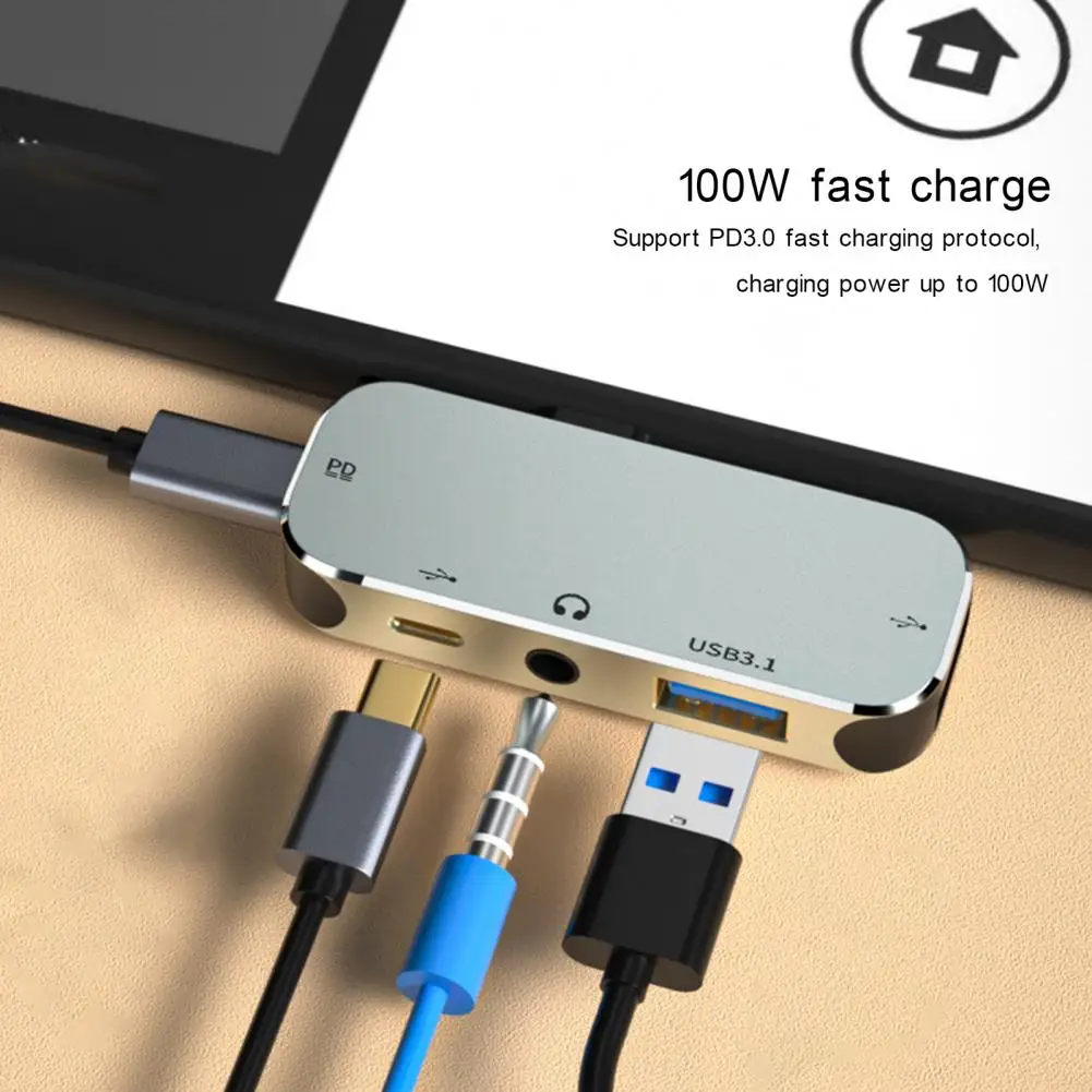 Docking Station Splitter Hub High Efficiency Strong Compatibility Lightweight Multiport Extended Type-c USB Monitor Hub