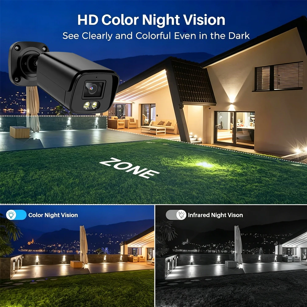 8MP 10CH POE NVR Security Kit Bullet IP Camera Two-Way Audio Full Color Night Vision Motion Detection CCTV Surveillance System